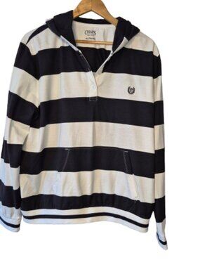 NWT Chaps Navy and White Hoodie Hooded Sweater Size XL